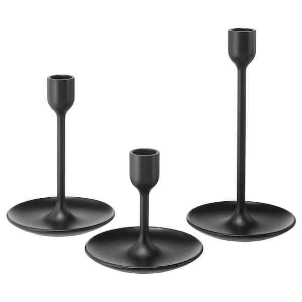 FULLTALIG - Candlestick, set of 3, black