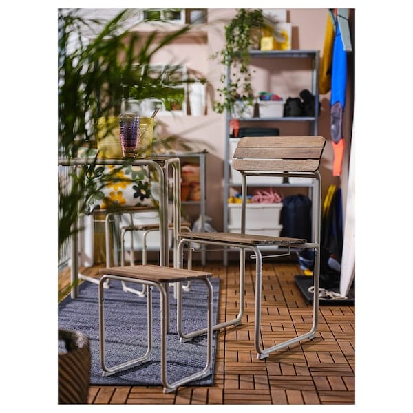 Ikea FURUÖN - Table with 2 chairs/2 footstools, brown/outdoor