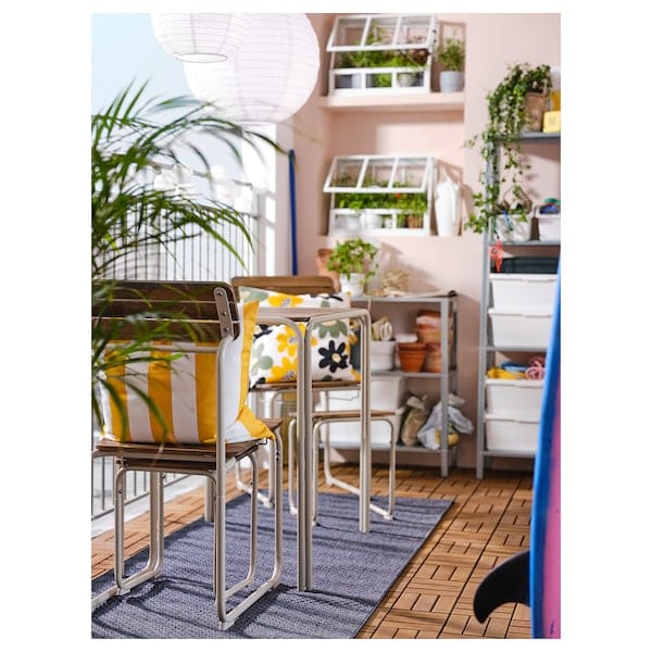 Ikea FURUÖN - Table with 2 chairs/2 footstools, brown/outdoor