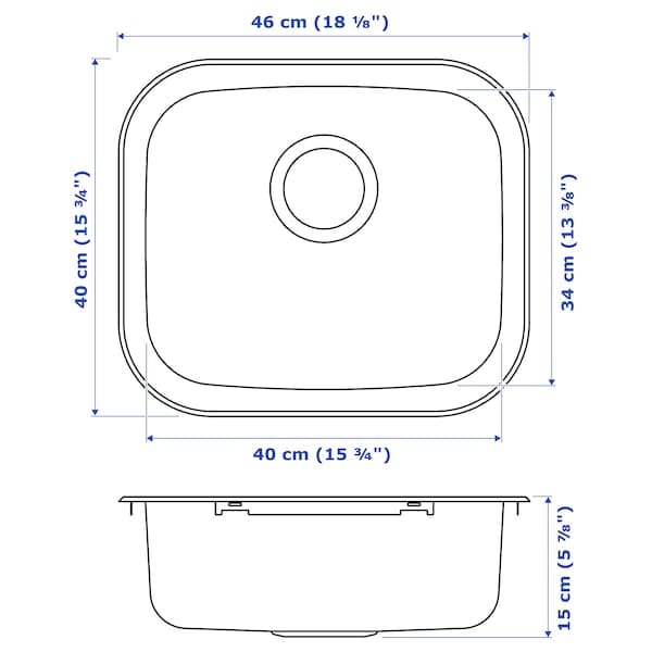 FYNDIG - Inset sink, 1 bowl, stainless steel, 46x40 cm - Premium Kitchen & Utility Sinks from Ikea - Just €58.99! Shop now at Maltashopper.com