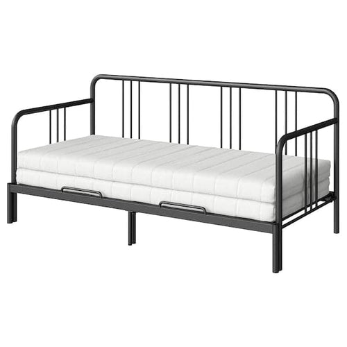 FYRESDAL - Sofa bed with 2 mattresses, black/Åfjäll rigid, , 80x200 cm