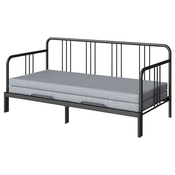 FYRESDAL Sofa bed with 2 mattresses - black/Ågotnes rigid 80x200 cm , 80x200 cm - best price from Maltashopper.com 99428098