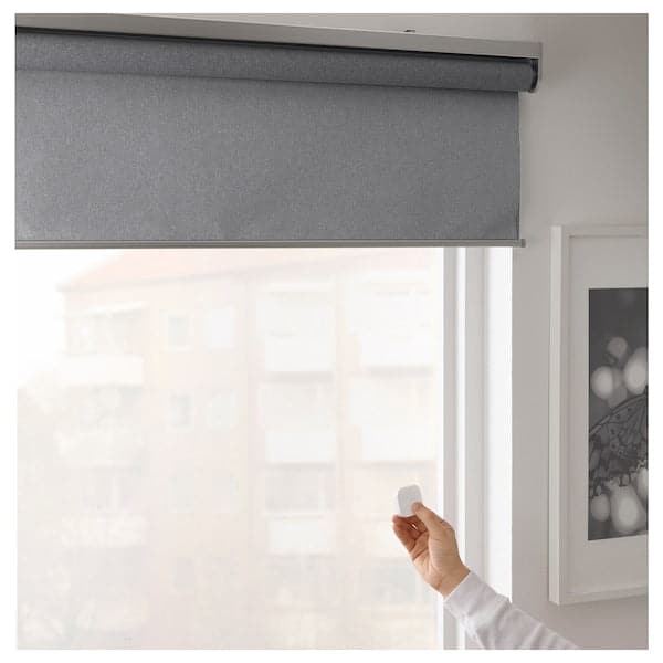 FYRTUR Blackout roller curtain - wireless/grey battery 140x195 cm - Premium Curtains & Drapes from Ikea - Just €258.99! Shop now at Maltashopper.com