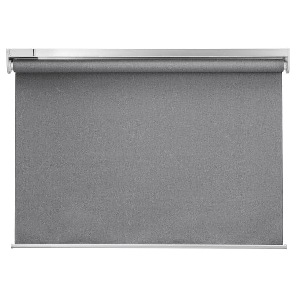 FYRTUR Blackout roller curtain - wireless/grey battery 140x195 cm