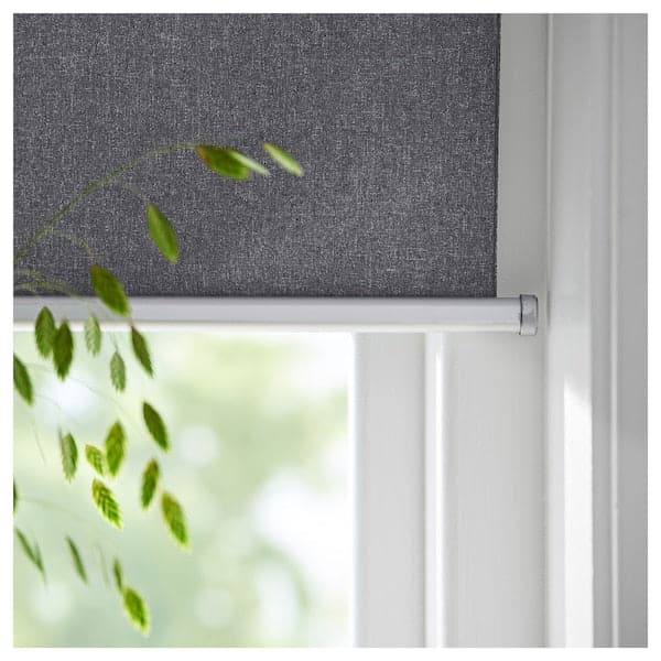 FYRTUR Blackout roller curtain - wireless/grey battery 80x195 cm