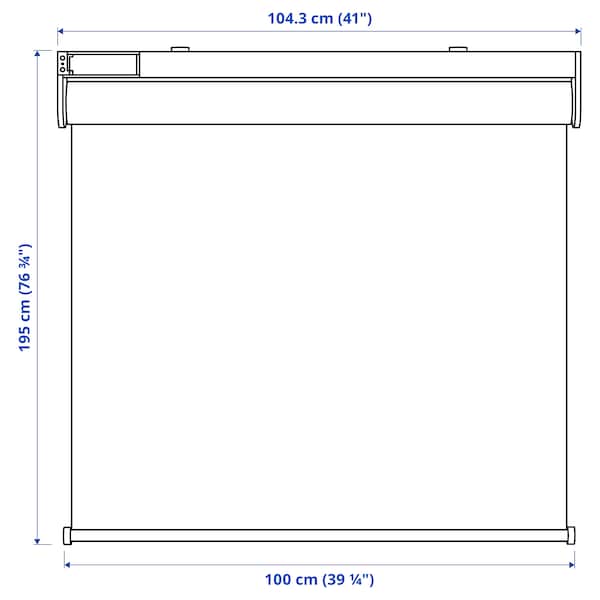 FYRTUR Blackout roller curtain - 100x195 cm grey wireless/battery