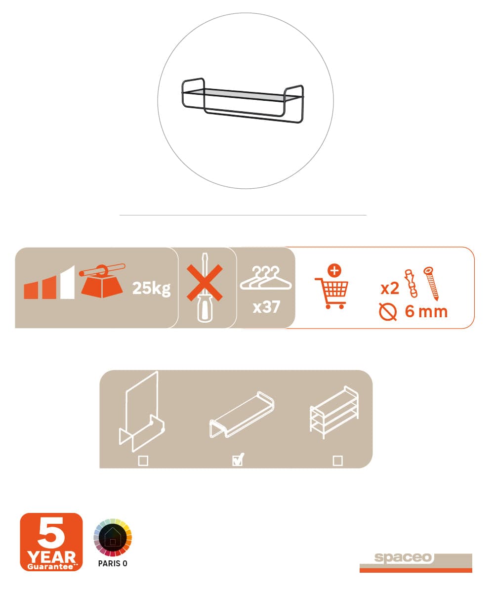 Bricocenter COAT RACK BLACK SPACEO 90X30X30 CM -STUDIO
