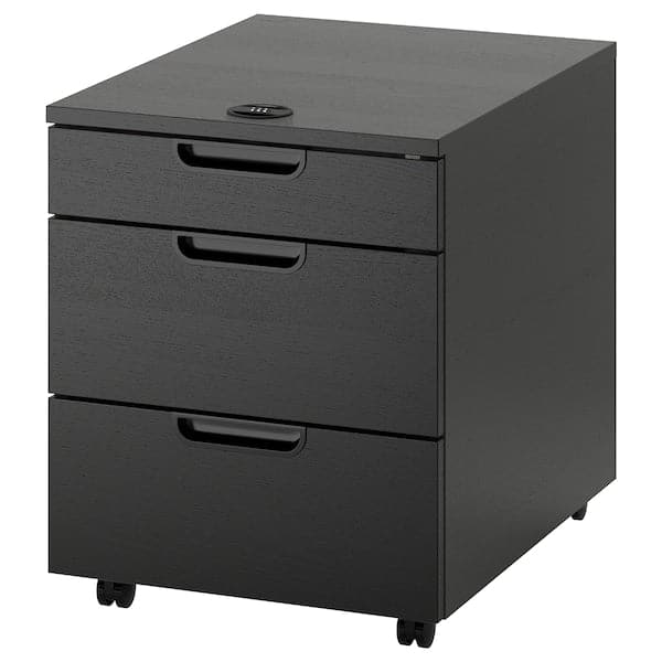 GALANT - Drawer unit on castors, black stained ash veneer, 45x55 cm