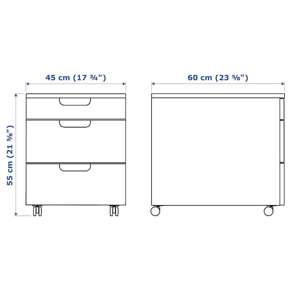 GALANT - Drawer unit on castors, black stained ash veneer, 45x55 cm - best price from Maltashopper.com 60365153