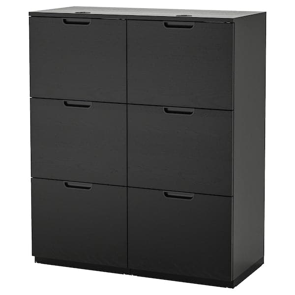 GALANT - Storage combination with filing, black stained ash veneer, 102x120 cm - best price from Maltashopper.com 69304099
