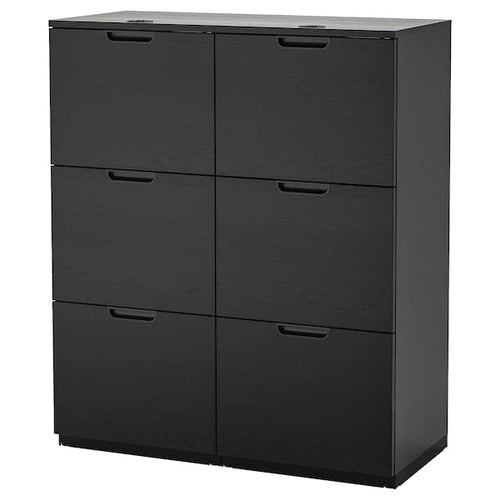 GALANT - Storage combination with filing, black stained ash veneer, 102x120 cm
