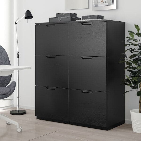 GALANT - Storage combination with filing, black stained ash veneer, 102x120 cm - best price from Maltashopper.com 69304099