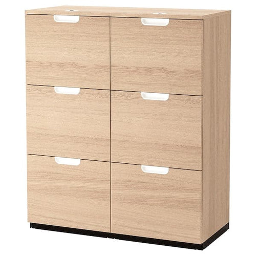 GALANT - Storage combination with filing, white stained oak veneer, 102x120 cm