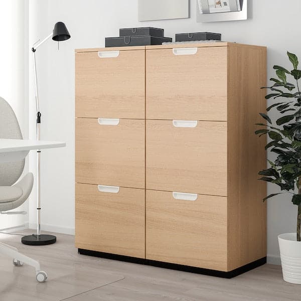 GALANT - Storage combination with filing, white stained oak veneer, 102x120 cm - best price from Maltashopper.com 89304098
