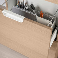 GALANT - Storage combination with filing, white stained oak veneer, 102x120 cm - best price from Maltashopper.com 89304098