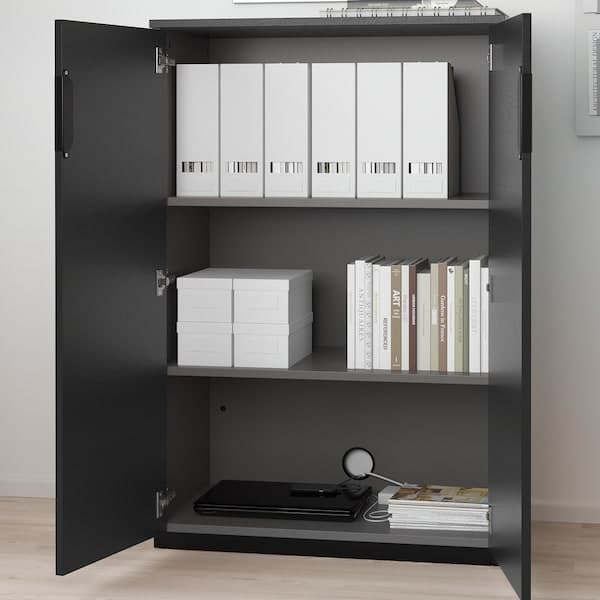 GALANT - Cabinet with doors, black stained ash veneer , 80x120 cm - Premium Office Furniture from Ikea - Just €310.99! Shop now at Maltashopper.com