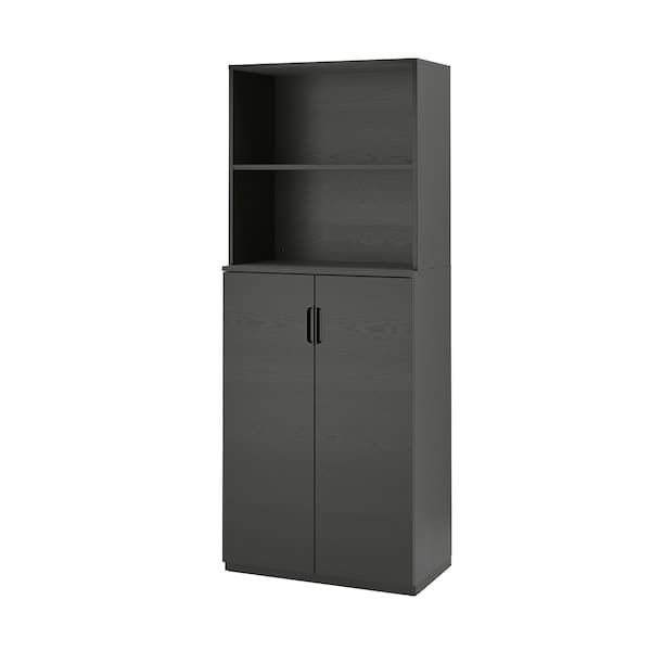 GALANT - Storage combination with doors, black stained ash veneer, 80x200 cm - best price from Maltashopper.com 59521343