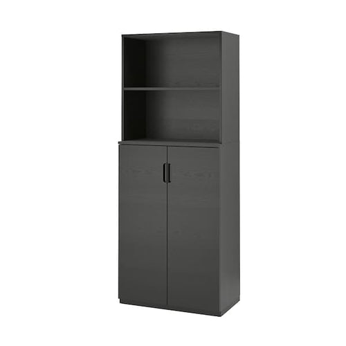 GALANT - Storage combination with doors, black stained ash veneer, 80x200 cm