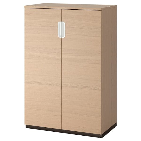 GALANT - Cabinet with doors, white stained oak veneer, 80x120 cm - best price from Maltashopper.com 90365137