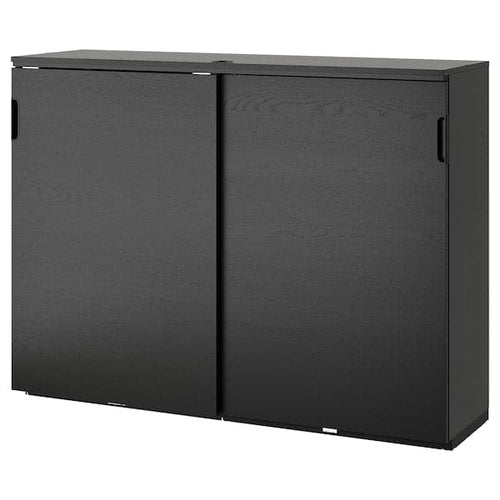 GALANT - Cabinet with sliding doors, black stained ash veneer, 160x120 cm