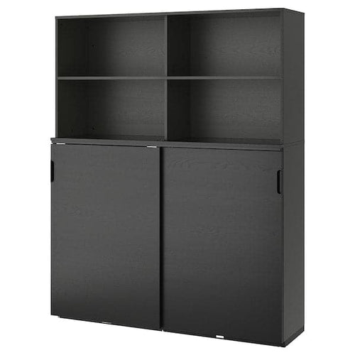 GALANT - Storage combination w sliding doors, black stained ash veneer, 160x200 cm