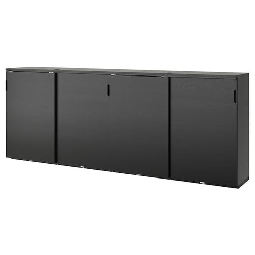GALANT - Storage combination w sliding doors, black stained ash veneer, 320x120 cm