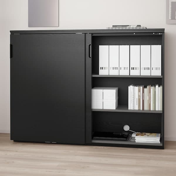 GALANT - Cabinet with sliding doors, black stained ash veneer, 160x120 cm - best price from Maltashopper.com 20365131