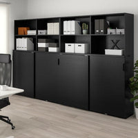 GALANT - Storage combination w sliding doors, black stained ash veneer, 320x200 cm - best price from Maltashopper.com 29285210