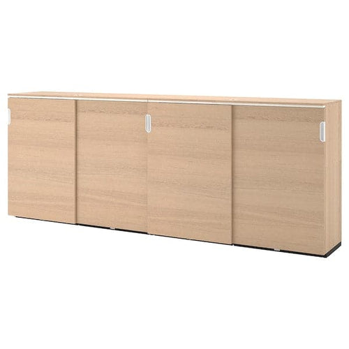 GALANT - Storage combination w sliding doors, white stained oak veneer, 320x120 cm
