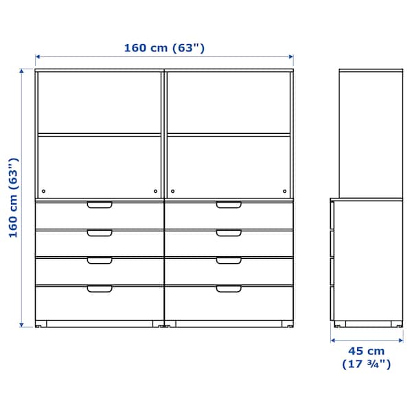 Ikea GALANT - Storage combination with drawers, white, 160x160 cm