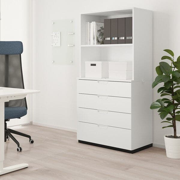 GALANT - Storage combination with drawers, white, 80x160 cm - best price from Maltashopper.com 79285019