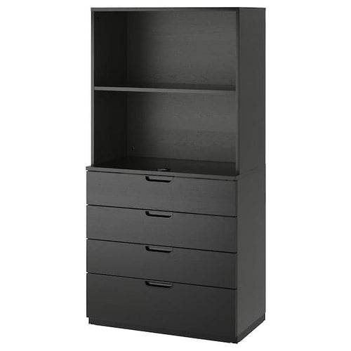 GALANT - Storage combination with drawers, black stained ash veneer, 80x160 cm