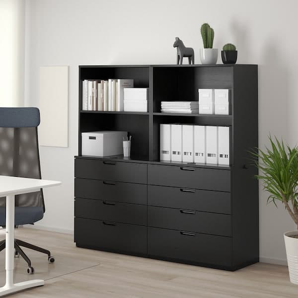 GALANT - Storage combination with drawers, black stained ash veneer, 160x160 cm - best price from Maltashopper.com 09285070