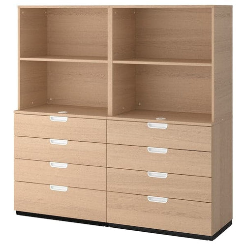 GALANT - Storage combination with drawers, white stained oak veneer, 160x160 cm