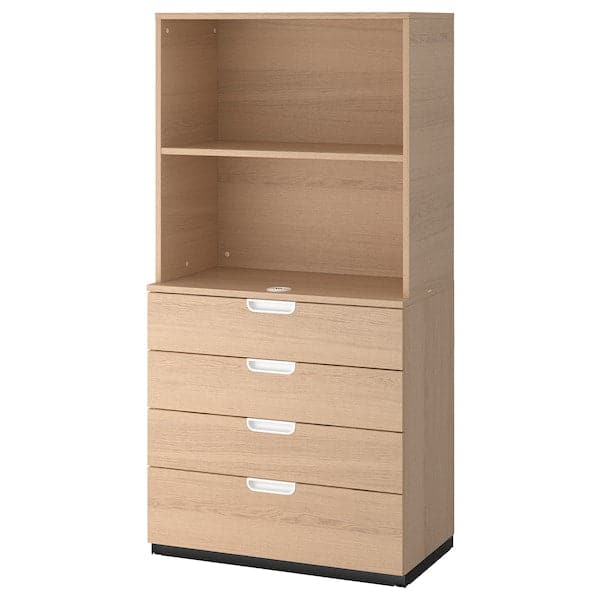 GALANT - Storage combination with drawers, white stained oak veneer, 80x160 cm - best price from Maltashopper.com 19285164