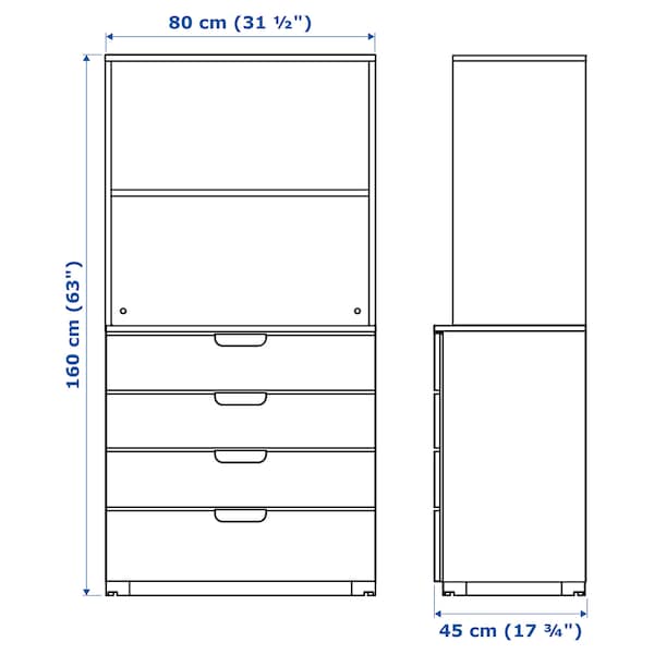 GALANT - Storage combination with drawers, white stained oak veneer, 80x160 cm - best price from Maltashopper.com 19285164