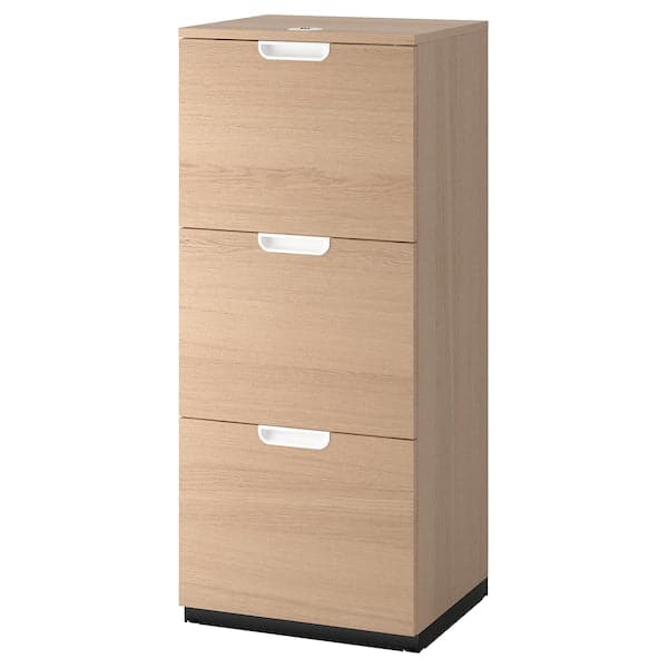 GALANT - File cabinet, white stained oak veneer, 51x120 cm - best price from Maltashopper.com 30365178