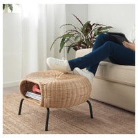 GAMLEHULT - Footstool with storage, rattan/anthracite - best price from Maltashopper.com 10434309