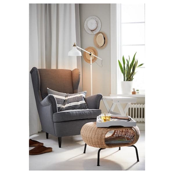 GAMLEHULT - Footstool with storage, rattan/anthracite - Premium Furniture from Ikea - Just €128.99! Shop now at Maltashopper.com