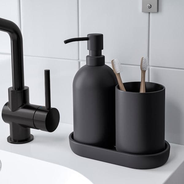 Ikea GANSJÖN - 3-piece bathroom set, black