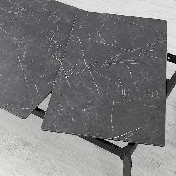 Ikea GILLANDA Extendable table - black/black marble effect 180/240x100 cm , 180/240x100 cm