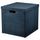 GJÄTTA - GJÄTTA Storage box with lid, velvet dark blue, 32x35x32 cm