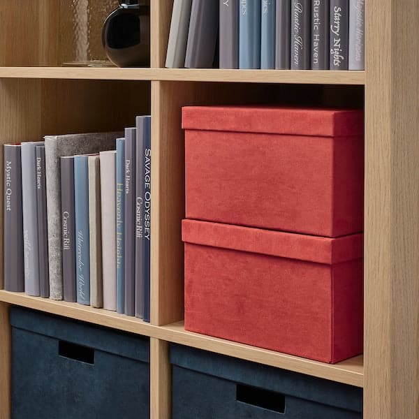 GJÄTTA - Storage box with lid, velvet brown-red, 18x25x15 cm - best price from Maltashopper.com 90570430