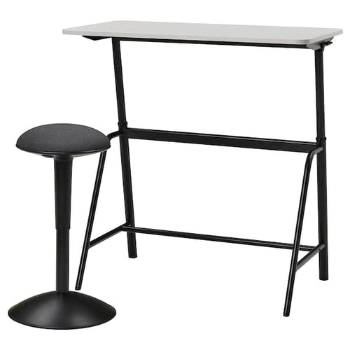 GLADHÖJDEN / NILSERIK - Table and stool for active seating, anthracite/grey ,