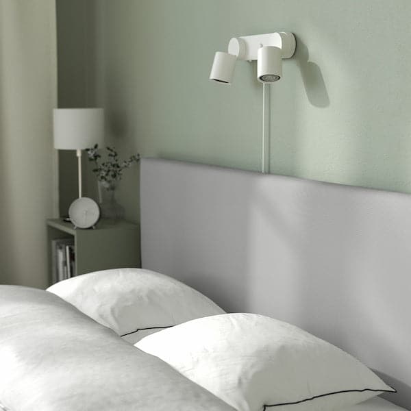Ikea GLADSTAD Upholstered bed, 2 containers - Kabusa light grey 140x200 cm ,