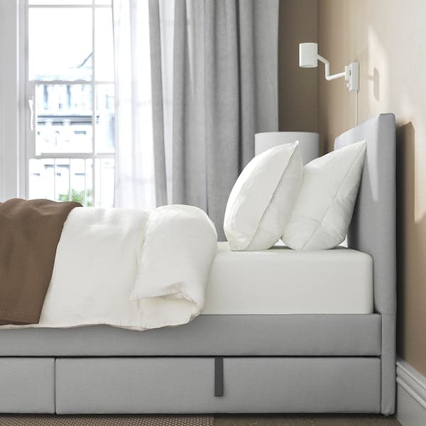 GLADSTAD Upholstered bed, 2 containers - Kabusa light grey 90x200 cm , 90x200 cm - best price from Maltashopper.com 39406768