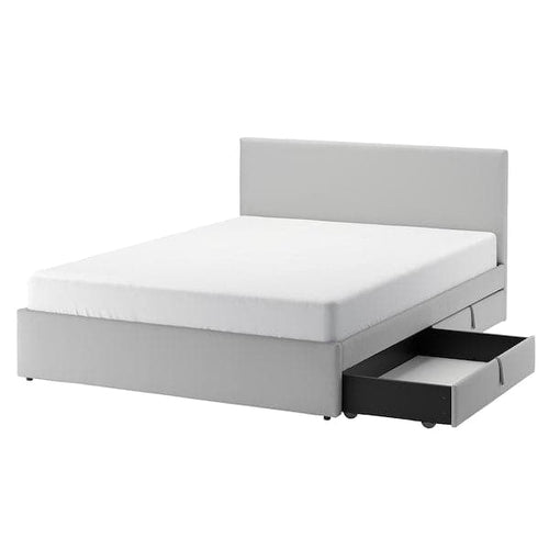 GLADSTAD Upholstered bed, 2 containers - Kabusa light grey 160x200 cm , 160x200 cm