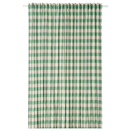 Ikea GLANSHAGTORN -Curtain, 1 sheet, green white/black, , 300x300 cm