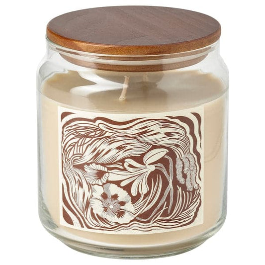 Ikea GLANSLIND - Scented cndl in glass w lid/2 wicks, smoky vanilla/light beige, 70 hr