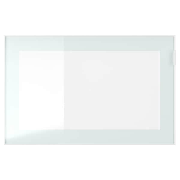 GLASSVIK - Glass door, white/light green frosted glass, 60x38 cm - best price from Maltashopper.com 80540900
